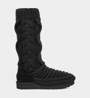 Ugg Klassiska Höga Tjock Knit Stövlar Dam Svarta | IQ7058631