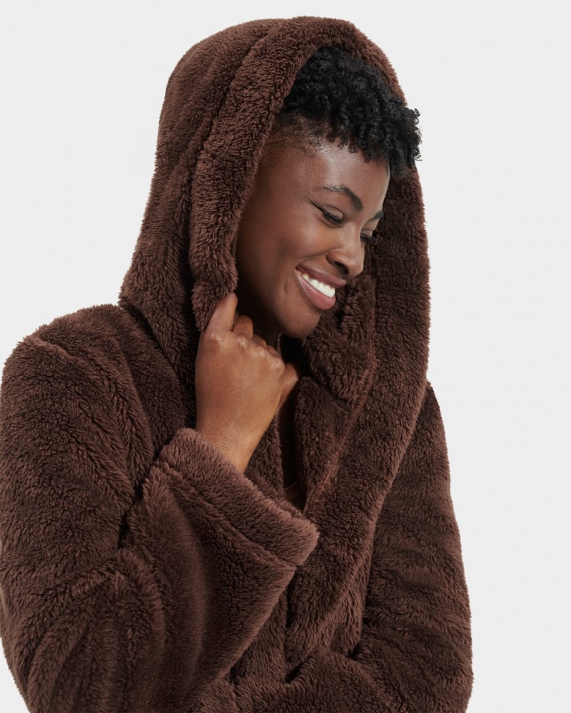 Ugg Aarti Plush Robe Sovkläder Dam Choklad | MF6402983