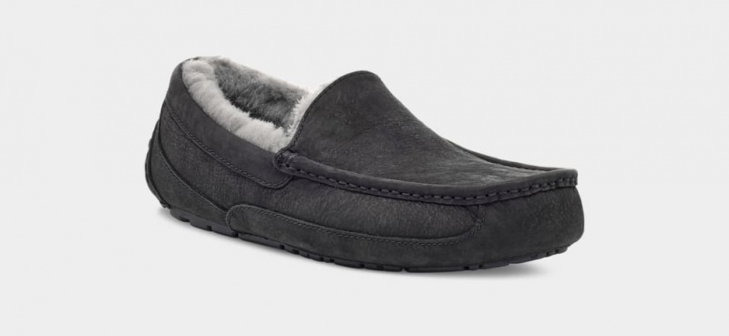 Ugg Ascot Matte Läder Mockasiner Herr Svarta | UZ1283940