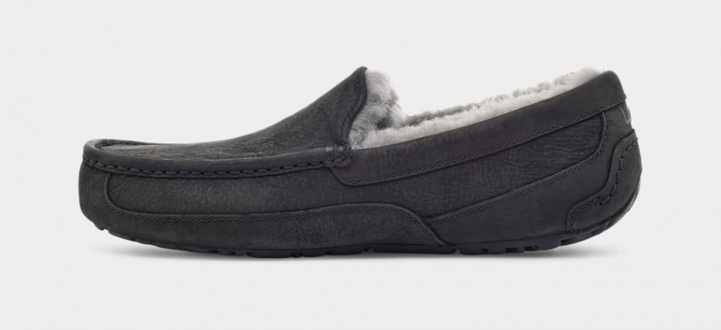 Ugg Ascot Matte Läder Tofflor Herr Svarta | SH6203198