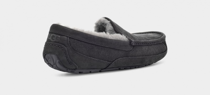 Ugg Ascot Matte Läder Tofflor Herr Svarta | SH6203198