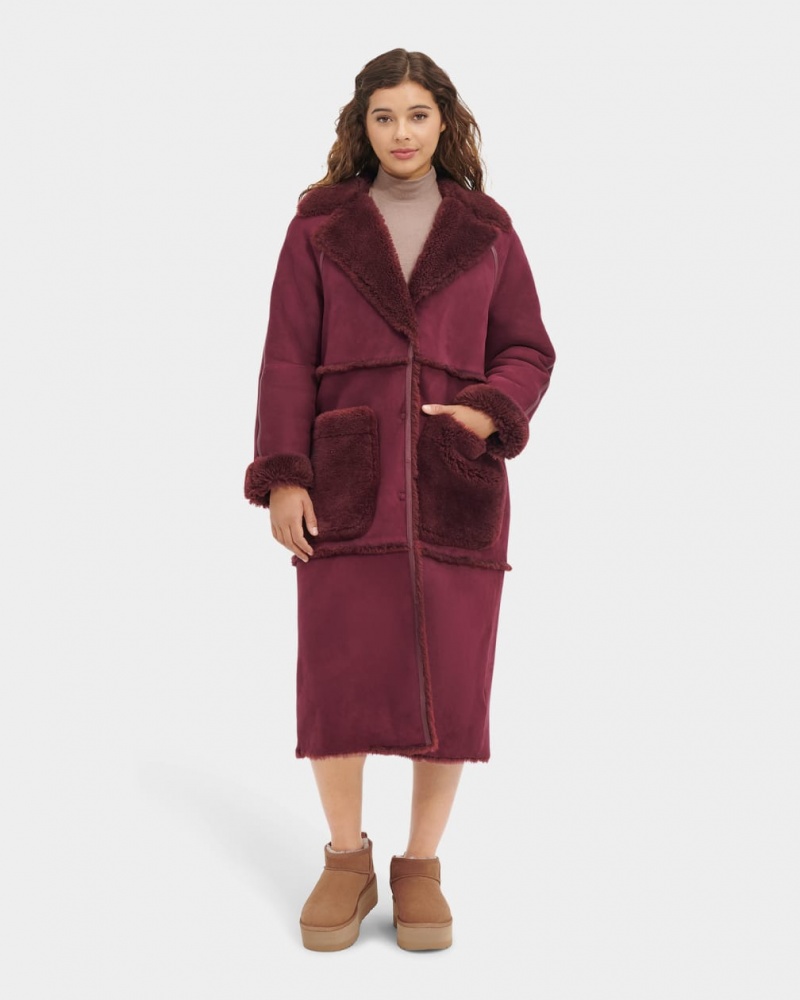 Ugg Fayre Twinface Sheepskin Rockar Dam Vinröda | WH1942360