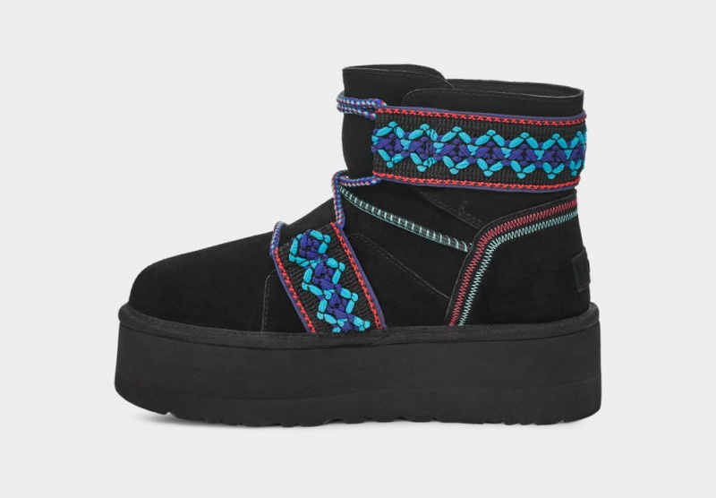 Ugg Klassiska Mini II Braid Platåstövlar Dam Svarta | TP9368725