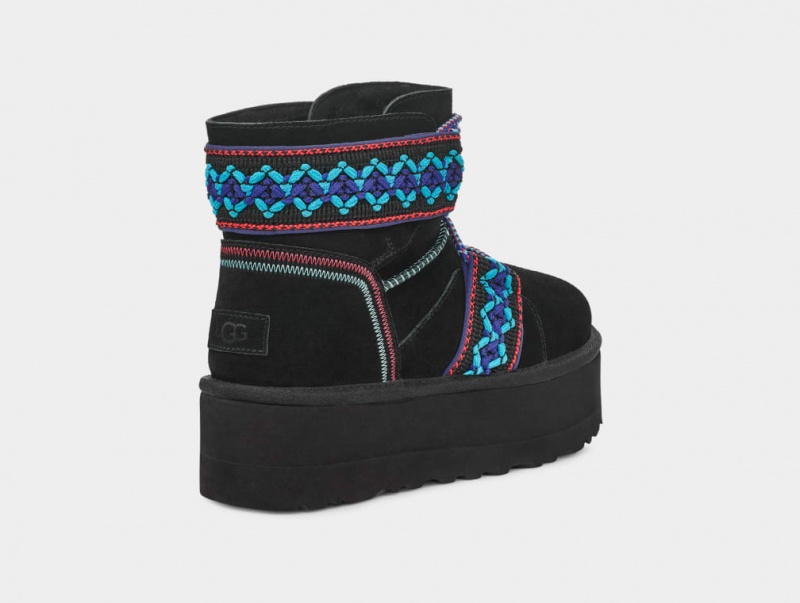 Ugg Klassiska Mini II Braid Platåstövlar Dam Svarta | TP9368725