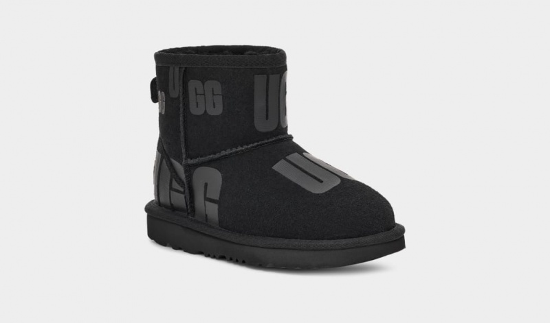 Ugg Klassiska Mini Scatter Tryck Stövlar Barn Svarta | CI2390478