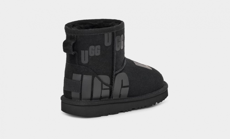 Ugg Klassiska Mini Scatter Tryck Stövlar Barn Svarta | CI2390478