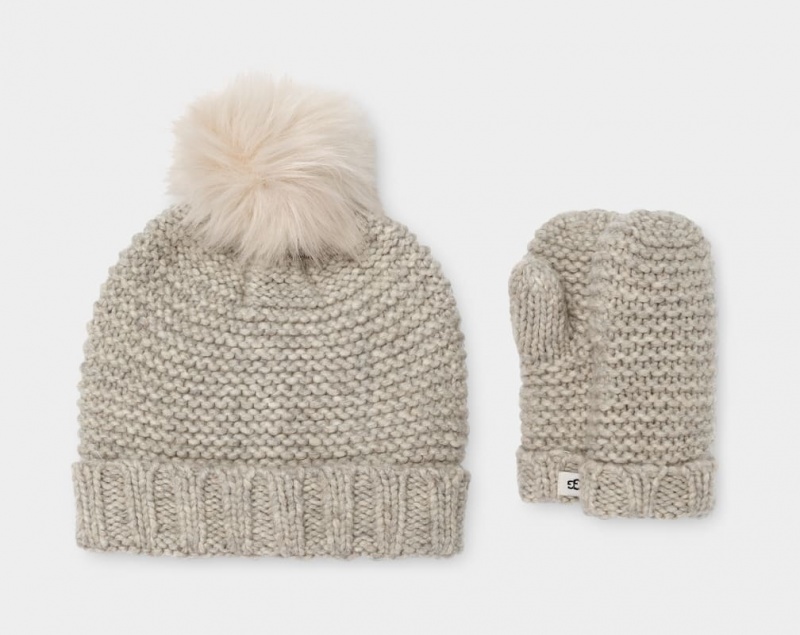 Ugg Knit Mitten Hatt Barn Ljusgrå | SO7928463