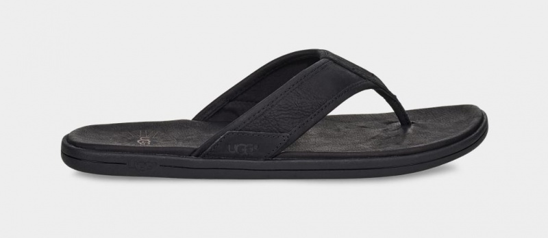 Ugg Seaside Läder Badtofflor Herr Svarta | XU7341062